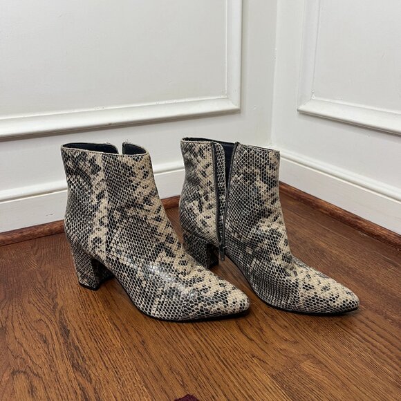 Seychelles Neutral snake skin heeled boots size 7.5 - Picture 6 of 6